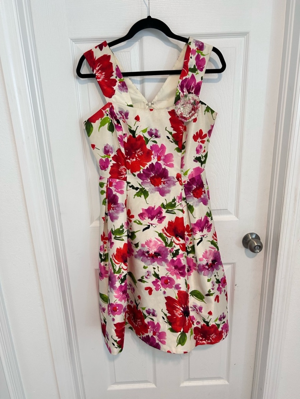 Robbie Bee Floral Cream Pink and Green Florals Tulle Sleeveless Dress Size 10